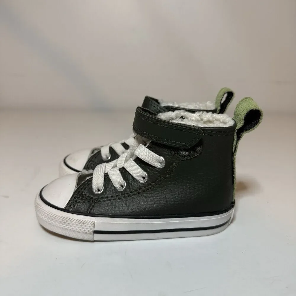 Converse Infant High Lifestyle Shoes Toddler Size 6 Green Leather A01473C